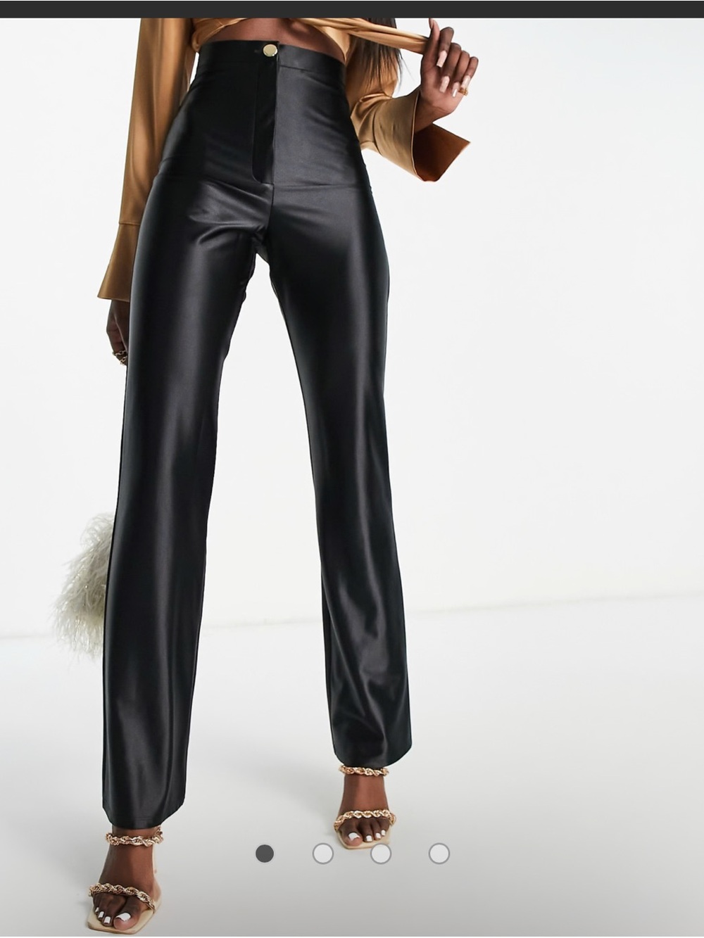 ASOS DESIGN High-Waist Black Disco Satin Wide-Leg Pants